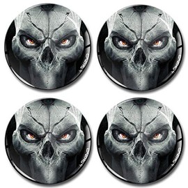 Biomar Labs® 4 x 68mm 3D Domed Car Wheel Centre Rims Hub Skull Stickers Decals For Caps Vehicle Auto Tuning Emblem A 1668 Z*