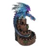 Metallic Blue Dragon On Spiral Steps Castle Tower Backflow Incense