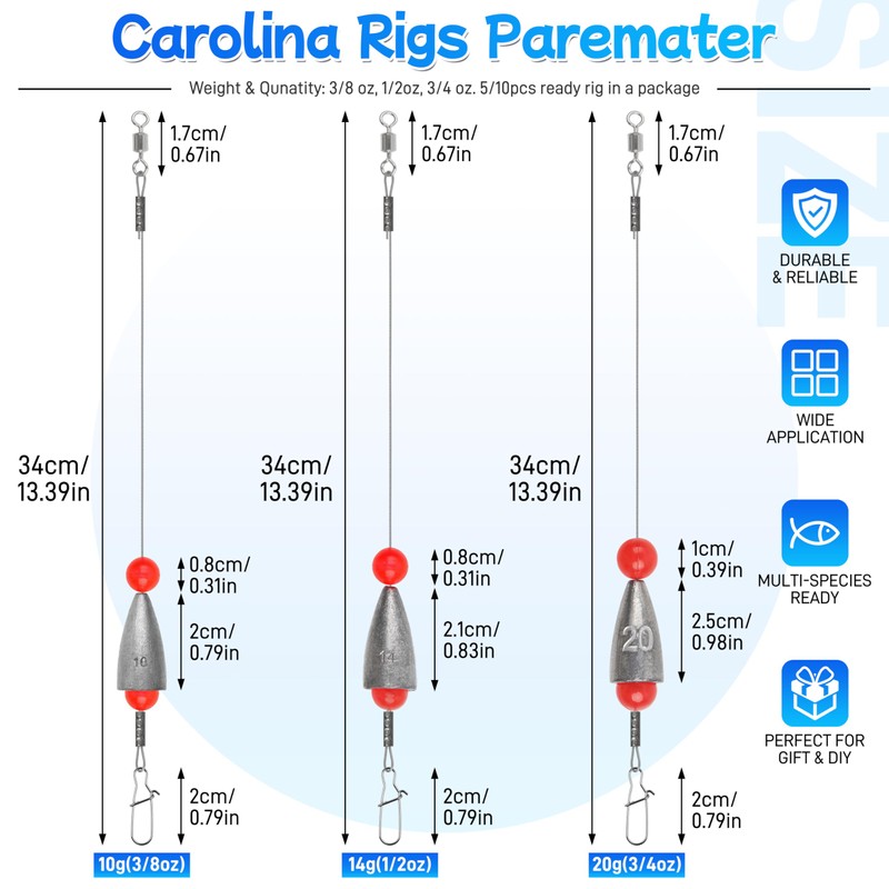 Carolina Rig Catfish Rig Bottom Fishing Rigs Pre-Rigged Steel Wire