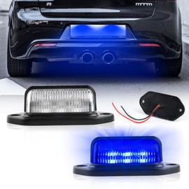 POPMOTORZ License Lamp LED License Plate Light Blue 6 Rows SMD Chip License Plate Light Reverse Light Car License Plate Light Small Universal Blue Pack of 2