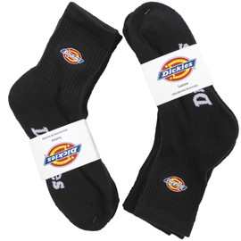 Dickies Socks - 3 Pack - 3 Pack - Embroidered Logo - Bottom Pile Crew Socks, White, Black, 3-Pack, Women's Black 3 Pair Set