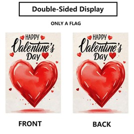 Happy Valentines Day Garden Flag Welcome Valentine Hearts Flags for Lovers Outside Outdoor Love Anniversary Party Home Burlap 12x18 Inch Double Sided Lawn Yard Decorations
