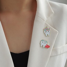 5 Uds Broche De Dientes De Dibujos Animados Esmalte Salud Pin De Solapa Broche De Esmalte Insignia De Broches Disfraces Campus Vestido Bolsa Ropa Sombrero Joyería Para