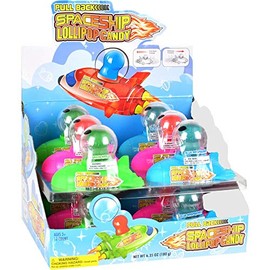 Koko's Pull-Back Spaceship Lollipop Candy, 0.52 oz (15 g) - 12 Count Display Box