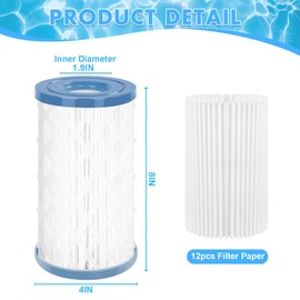 Above Ground Pool Filter Cartridge Type A or C,with 12 Pack Reusable Swimming Pool&Spa Filter Replacement for Above Ground Pools Filter Cartridge Pump