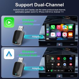 NHOPEEW Android & Carplay Wireless Adapter for Car Radio - 2 in 1 Stick Converts Wired Android Car/Carplay Car to Wireless, Plug and Play USB Type-C Interface