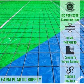 Farm Plastic Supply - Concrete Vapor Barrier - 10 mil - Heavy Duty Plastic Tarp, Polyolefin Vapor Barrier Plastic Sheeting, Painters Tarp, Roll of Heavy Duty Plastic (14' x 35')