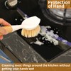 2 Pack Kitchen Dish Brush Bamboo Handle Dish Scrubber Built-in