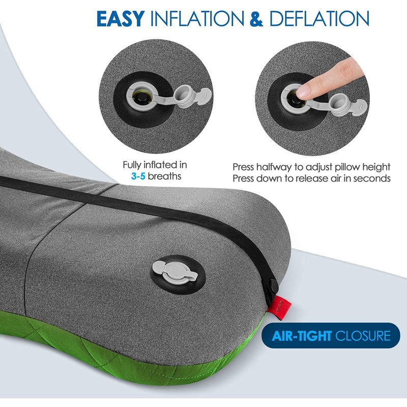 Hikenture Camping Pillow with Removable Cover - Ultralight Inflatable Pillow