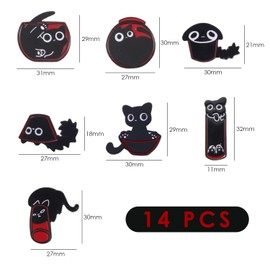 CWPFVQA 14pcs Cat Brooches Cute Cartoon Lapel Pins Cute Lapel Pins Black Cat Brooches Alloy Cartoon Animal Brooches, Zinc alloy