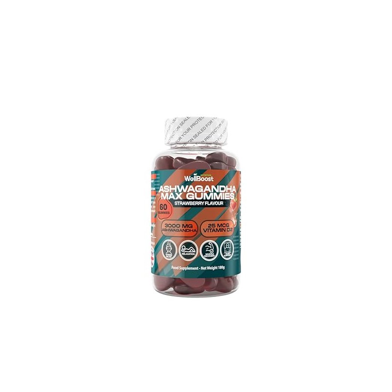 WellBoost Ashwagandha Max Gummies – 3000mg Ashwagandha & 250mcg Vitamin