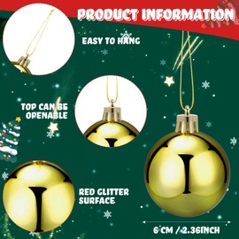 24 Pcs 2.4 inches Gold Christmas Ball Christmas Tree Ornaments Christmas Tree Pendants Xmas Shiny Balls Baubles Set Christmas for Christmas Tree Hanging Wreath Garland Decorations（Gold）