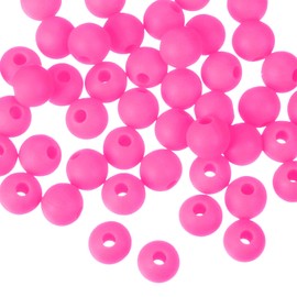 uxcell 50 abalorio de silicona de 6 mm, abalorio redondas de goma sueltas a granel para manualidades, llaveros, pulseras, joyería (rojo rosa)