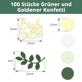 GoldRock Glitzer Konfetti Bride To Be Deko, Jga Deko Frauen Grün Gold,100 Stück Junggesellenabschied Tischdeko, Jga Accessoires Frauen, Eukalyptus Streudeko Bride To Be Dekorationen,Jga Tischdeko Frau