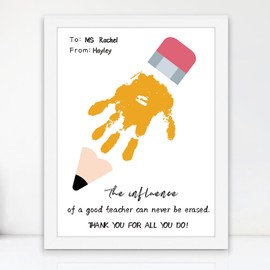 Teacher Gifts - Teacher Appreciation Gifts - Framed Handprint Art Craft - 9''X12.6'' Centerpieces Table Wall Decoration for Women Men Her Him