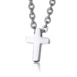 Deelfel Women's Necklace, Pink Gold 18k Cross Cross Pendant Necklace, Simple, Stainless Steel Necklace, Unisex, Fashion Accessory, Stainless Steel