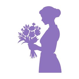 Pretty Woman with Flowers Silhouette 12 inch Lavender Indoor Outdoor Vinyl Decal