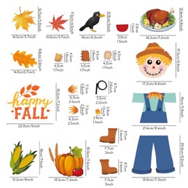 Whaline 21Pcs Fall Scarecrow Refrigerator Magnets Set Autumn Pumpkin Turkey Car Magnetic Stickers Happy Fall Fridge Garage Door Magnets Decal for Kitchen Mailbox Metal Door Cabinets Decor