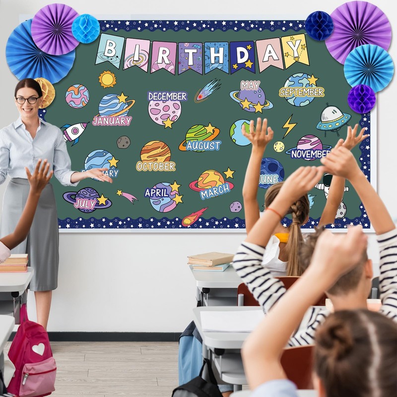 Pasimy Outer Space Birthday Bulletin Board Decorations Galaxy Space Theme