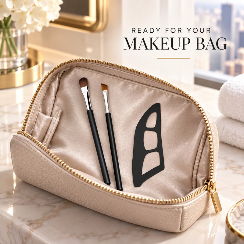 3-Piece Eye Makeup Template Kit with 2 Eyeshadow Brushes and