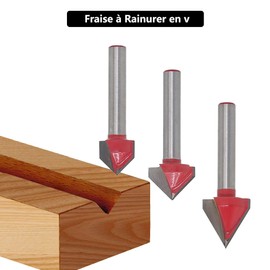 Saipor 3 Pieces Straight V Shape 6mm Tungsten Carbide Router Bit for Router Wood 3D in V Milling CNC Engraving Woodworking 60° 90°