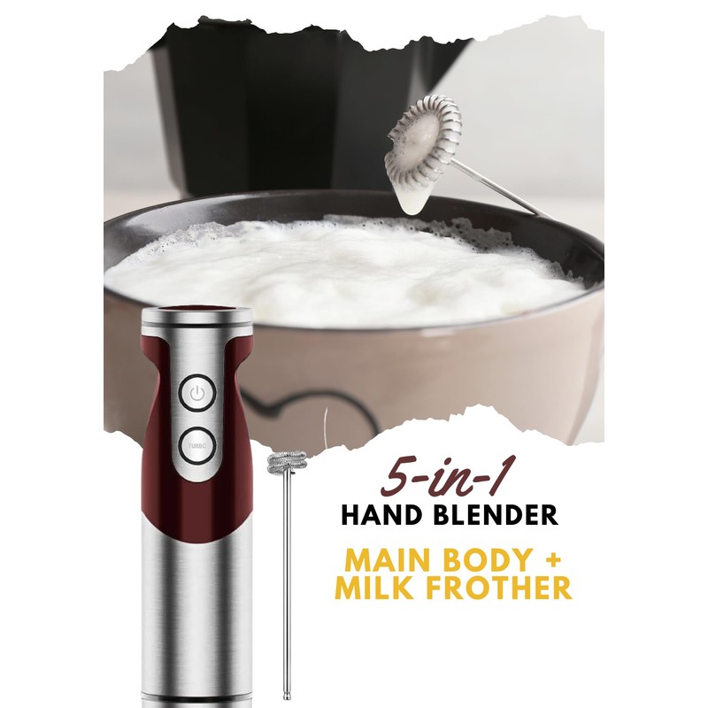 MegaWise 5-in-1 Immersion Hand Blender Set with Variable Speed, 400W,