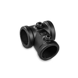 pamo Malleable Cast Iron Fitting T-Clamp for DIY Clothes Rail in Industrial Loft Design | Clamp | Powder Coated Water Pipe in Black for Do-It-Yourself Wardrobe / Wardrobe
