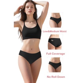 Omichic Women's 6 Pack Underwear Cotton Hipster Panties Low Rise Briefs Soft Strench Breathable Ladies Bikini Underwear