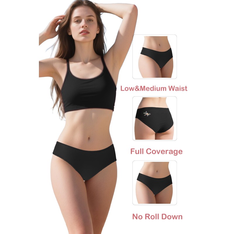 Omichic Women's 6 Pack Underwear Cotton Hipster Panties Low Rise