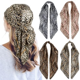 QBSM 4 Pcs 35'' Satin Head Scarf Silk Feeling Neck Scarves Hair Wrap for Sleeping Large Square Headscarf for Women