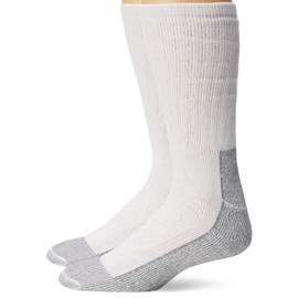 Fruit of the Loom Men's Work Gear Crew Socks with Arch Support | Breathable & Lightweight | 2 Pack Socks,White, Shoe Size 6-12/Sock Size 10-13