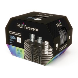 FITT Force Pro Water Hose, Lightweight Ultra Flexible Durable Kink-Free Heavy-Duty Commercial Grade Flat Garden Hose, Grey and Blue, 100-Feet x 3/4-Inch