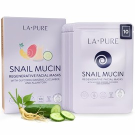 Máscara facial coreana de LA PURE  Hoja hidratante, máscara de caracol de belleza, cuidado de la piel coreana antiarrugas, paquete de sábanas...      