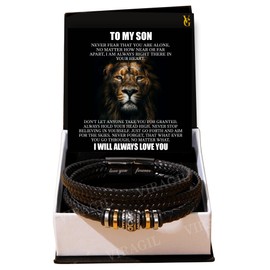 VIRAGIL To My Son Love You Forever Bracelets, Mens Bracelet Black, Bracelet For Men, To My Son Bracelet From Dad, Birthday Gift, Bracelets For Adults