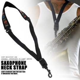 Saxophone Neck Strap Adjustable Soft Neck Strap with Hook for Alto Tenor Soprano Saxophone(Folk Style)