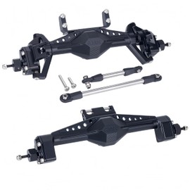 UTB18 CNC Aluminum Portal Axle Set — Complete Front & Rear Upgrade for Axial UTB18 Capra 1/18 RC Crawler, Total Weight 335g (Black)