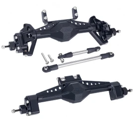 UTB18 CNC Aluminum Portal Axle Set — Complete Front & Rear Upgrade for Axial UTB18 Capra 1/18 RC Crawler, Total Weight 335g (Black)
