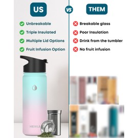 18 oz Insulated Tea Tumbler Bottle with Infuser, Travel Mug