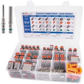 JRready ST6320 Deutsch Connector Kit solid, 2 3 4 6 8 12 Pin Grey DT Connector with Size 16 Solid Contacts(20-14AWG) 372PCS, Waterproof Deutsch Connectorsfor Car, Truck, Marine