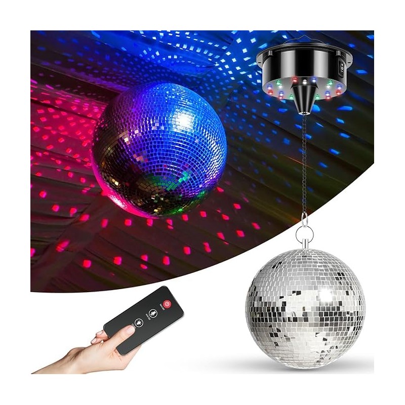 Rotating Disco Ball Motor with Light, 6RPM Spinner Light 18LEDs