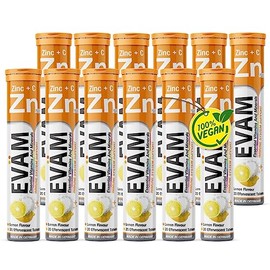 EV?M EV?M Zink plus Vitamin C Brausetabletten I Geschmack Zitrone I 12x 20 Stck I Nahrungserg?nzungsmittel zur Untersttzung des Immunsystems I Vegan I Made in Germany