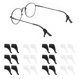 Omnful Anti-Slip Glasses Ear Cushions, Sunglasses Holder, Eyeglasses Retainers,Soft Silicone Glasses Temple Tips Sleeve, Non Slip Eyglasses Ear Hooks for Glasses(Black+White 12Pairs)