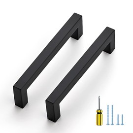 Ravinte 25 Pack Square Cabinet Pulls 5 Inch Black Kitchen Cabinet Handles Matte Black Kitchen Hardware for Drawer Pulls Drawer Handles Come with Screwdriver