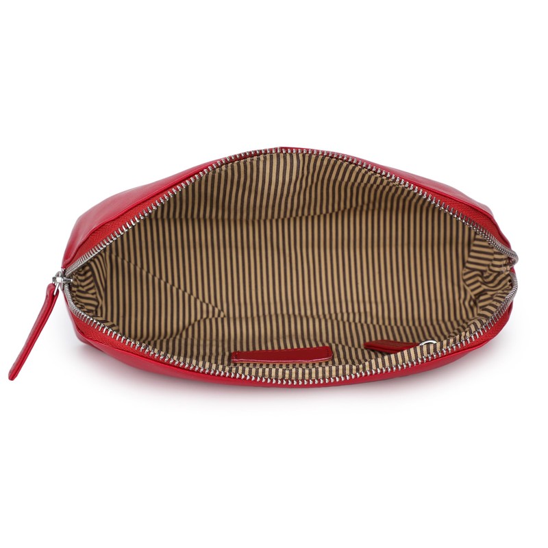 Women's Leather Cosmetic Bag - Medium Travel Makeup Pouch -