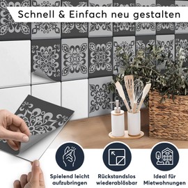 creatisto Tile Stickers for Kitchen Splashback and Great Decorations for Bathroom Tiles – Kitchen Wall Decoration – Pattern: Mexican Tiles – Pack of 9