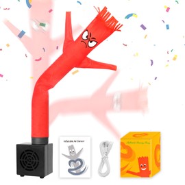 HOMQYTE Mini Inflatable Tube Man Novelty Gag Gifts Wacky Waving Inflatable Tube Guy Desktop with Blower for Christmas White Elephant Gift (Red)