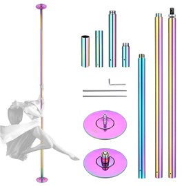 AW 11 FT 45mm Dance Pole Kit Static Spinning Strip Pole with Extensions for Home Gym Party Club Exercise Fitness Colorful, Max Load 1102 Lbs