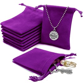 AOT 30PCS Purple Velvet Jewellery Pouches, Small Soft Velvet Drawstring Storage Bags, Jewelry Wrap Bags For Wedding, Party, Valentine's Day, Anniversary(9 * 7cm)