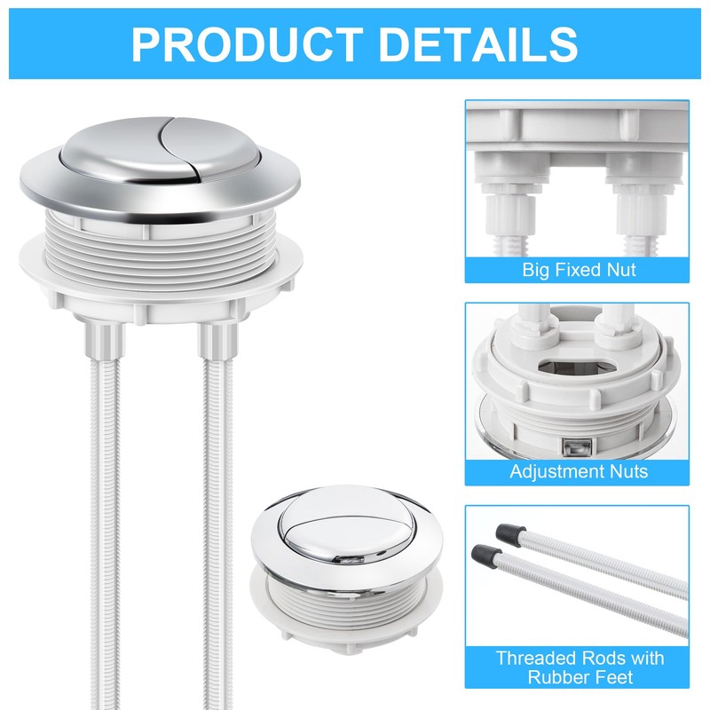 Enhon 4 Pack 48mm Toilet Tank Buttons, Flush Valve Dual