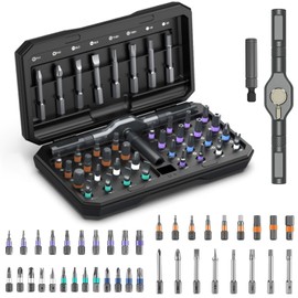 ORIA 42 in 1 Magnetic Screwdriver Set, DIY Ratchet Screwdriver Kit with 40 Precision Bits, Detachable Ratchet Handle, Portable Repair Tool Kit for Household Electronics Furniture, Bike, Black
